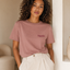 T-Shirt Χαρά — Κεραμιδί με Μπορντό Λογότυπο
