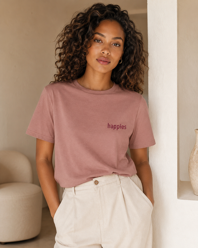 T-Shirt Χαρά — Κεραμιδί με Μπορντό Λογότυπο