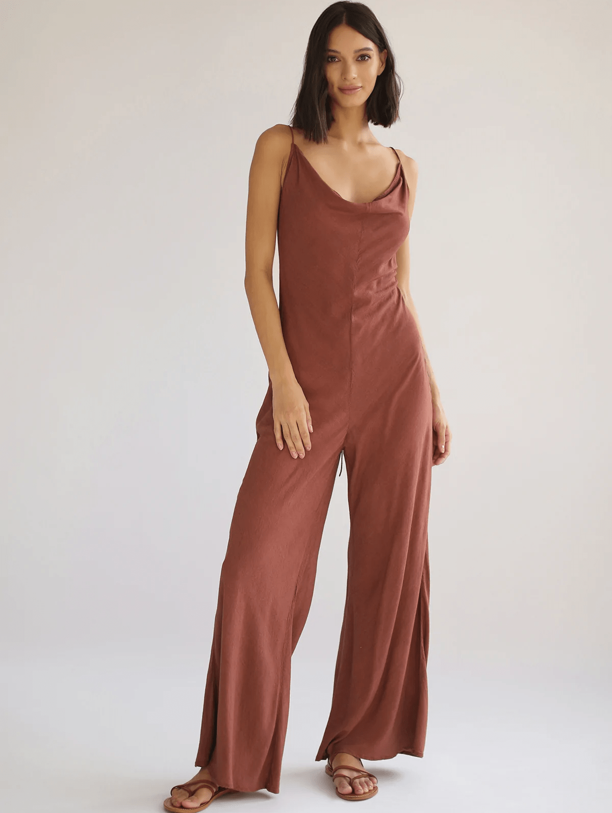 Aya Bias Maxi Jumpsuit - Red Ochre
