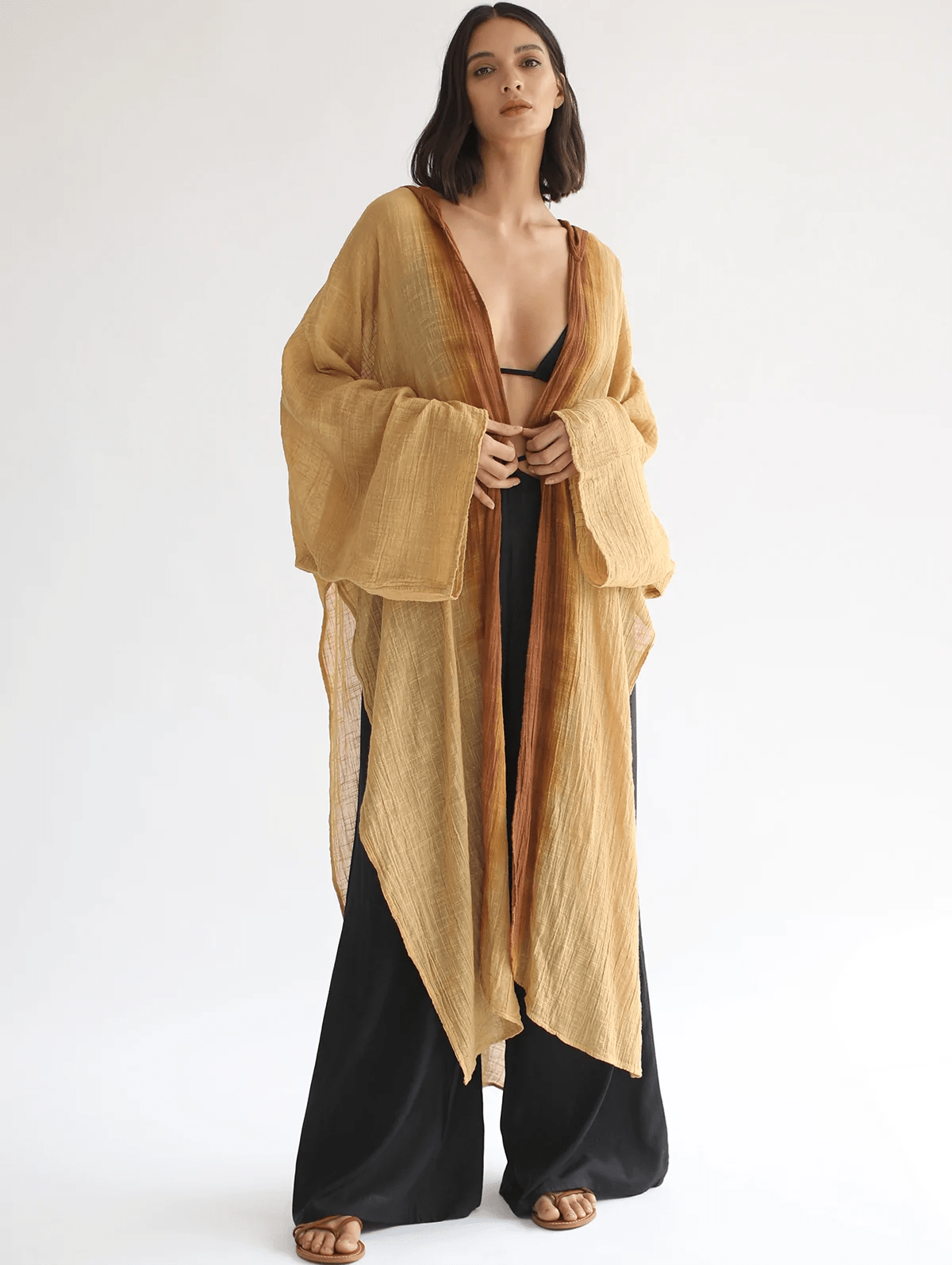Rhea Hooded Cape - Sahara Sun/inca Gold Ombre