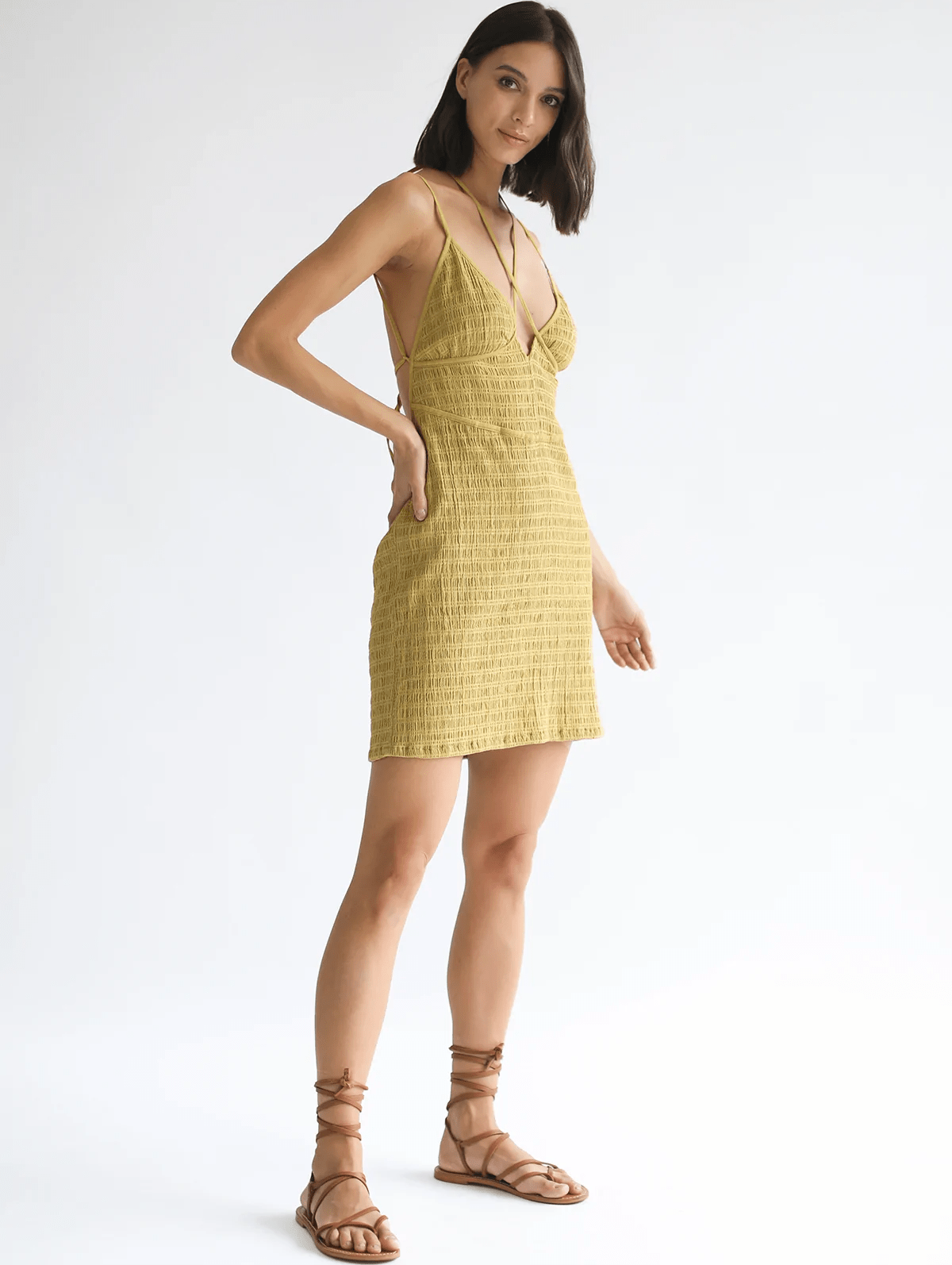 Gaia Mini Dress - Olive Oil