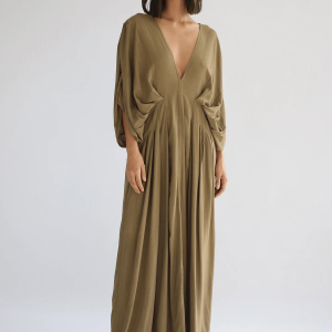 Ray Pleated Dress - Olive