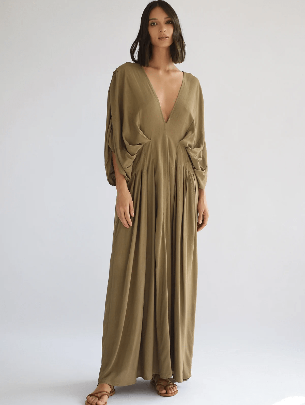 Ray Pleated Dress - Olive