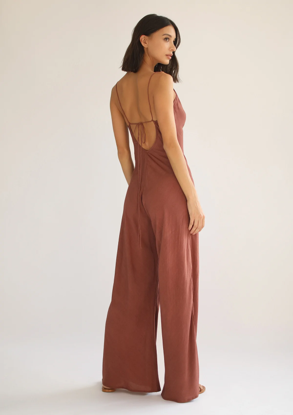 Aya Bias Maxi Jumpsuit - Red Ochre