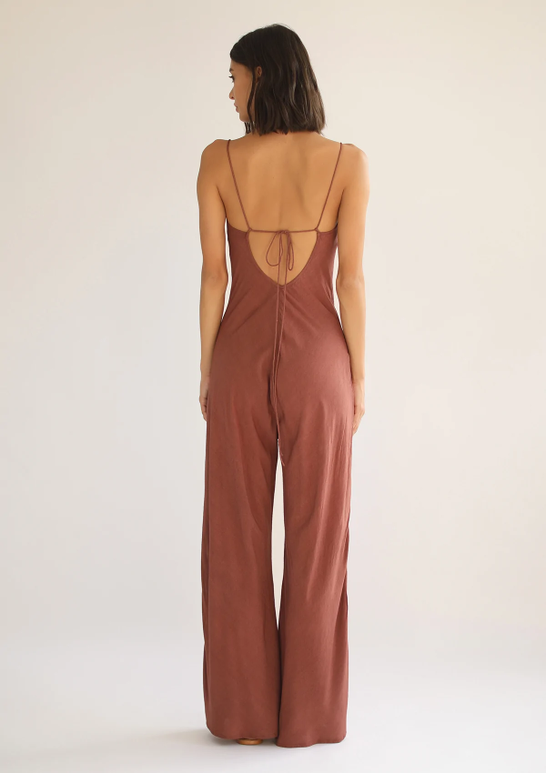 Aya Bias Maxi Jumpsuit - Red Ochre