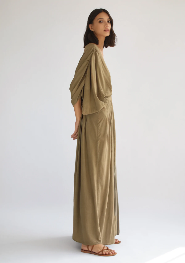 Ray Pleated Dress - Olive