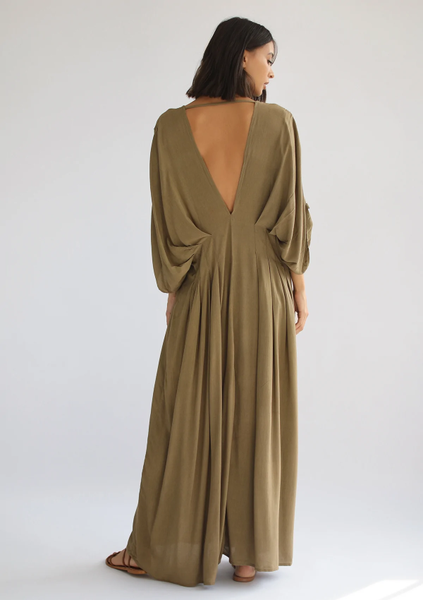 Ray Pleated Dress - Olive